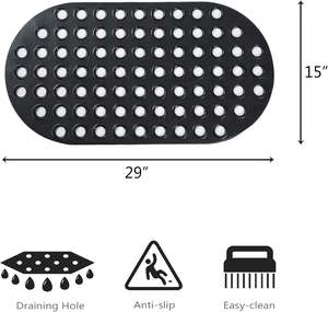 ALL PRIDE 29X15 Inch Modern PVC Tapis de bain antidérapant pour douche et baignoire Tapis de bain ovale noir pour enfants âgés Salle de bain élégante - Product Image 2