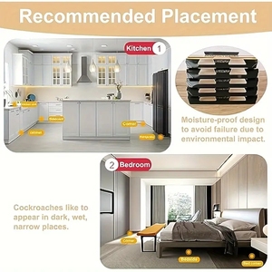Trappole per scarafaggi per il controllo dei parassiti domestici, piastra adesiva usa e getta <span class=keywords><strong>in</strong></span> plastica atossica, cattura insetti efficiente, capacità 50, durata 3 mesi - Product Image 5