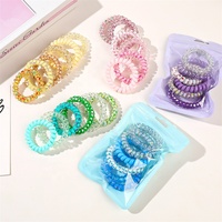 Vente flash : élastiques à cheveux colorés, élastiques à cheveux en spirale, 6 pièces/ensemble, élastiques à cheveux en spirale pour filles