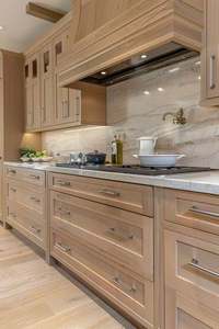 Slatted Design Solid Wood Kitchen Cabinetry | Flat Pack Customizable <b>Doors</b> & Drawers RTA for Modern Living Space - Product Image 3