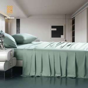 Nhà Máy Dệt Sang Trọng 400 Chủ Đề Đếm 100% Bông Khăn Trải Giường Phong Cách Hiện Đại 4-Mảnh Vua Kích Thước Giường Đặt Màu Sắc Rắn Chất Lượng Khách Sạn - Product Image 6