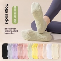 Chaussettes de yoga pour femmes, fines, en coton respirant avec maille et antidérapantes en silicone, pour le fitness et le yoga en intérieur