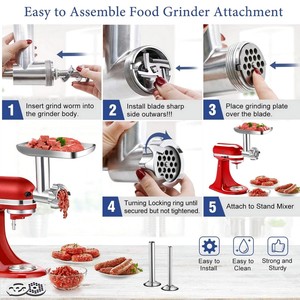Accessoires pour hachoir à viande pour les mélangeurs de table <span class=keywords><strong>KitchenAid</strong></span> K-28/29/49, hachoir à viande en métal avec tubes à saucisses - Product Image 3
