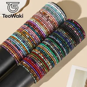 TeoWaki Gelang Elastis Manik-manik Batu Alam Bulat Kecil Pilihan Warna Beragam Perhiasan Fashion Harian Hadiah Ulang Tahun Liburan 19cm - Product Image 2