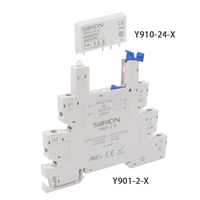 Relay Subminiatur Tipis Tertutup Elektromagnetik SiRON Y910 dengan LED 6A 12v 5v 24v, Relay Relai Din Rail dan Soket