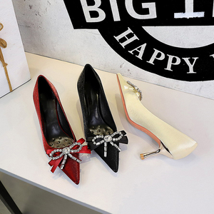Italian Designer Fashion Largesize Luxury Women's High <b>Heels</b> Rhinestone & Bow Glamorous Elegant for Bridal - Product Image 2