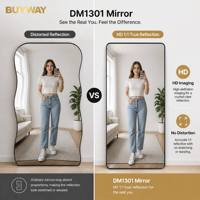 Miroir de sol pleine longueur de chambre à coucher suspendu ou penché contre le mur, miroir de Dressing complet avec cadre en alliage d'aluminium avec support