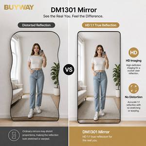 Bedroom Full Length <strong>Floor</strong> <strong>Mirror</strong> Hanging or Leaning Against Wall, Aluminum Alloy Framed Full Body Dressing <strong>Mirror</strong> with <strong>Stand</strong> - Product Image 3