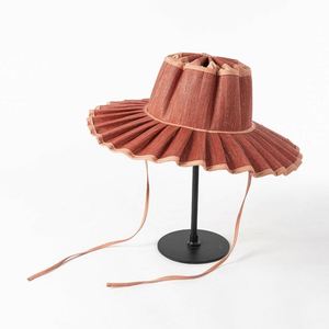 New Arrival Fashion Casual Foldable Pleated <b>Paper</b> Straw Hat <b>Spring</b> Summer Waterproof Outdoor Beach Sunshade Straw Boater Hat - Product Image 3