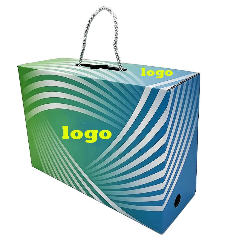 OEM 소스 공장 맞춤형 로고 고급 그라디언트 상자 포장 접이식 선물 상자 및 휴대용 로프 신발장