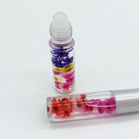 Gloss à lèvres liquide hydratant minéral à base de fleurs séchées multicolores, imperméable, en roll-on, brillant, étiquette privée personnalisable