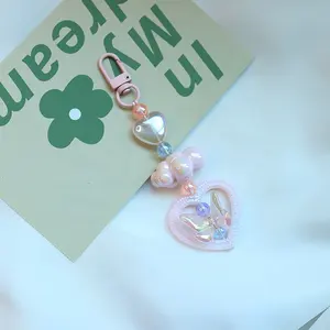 Yeni aşk akrilik anahtarlık kolye kore versiyonu 3D yay çanta aksesuarları aksesuarları kızlar için küçük hediyeler