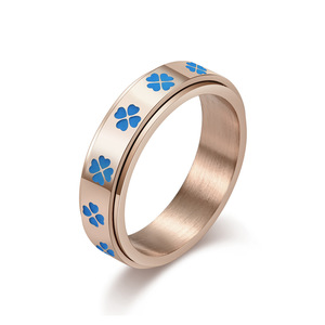 Four Leaf Clover Rotating <b>Ring</b> Unisex Pinky <b>Ring</b> Gift Jewelry Relief Anxiety Good Luck Symbol Rose Gold Tone - Product Image 5