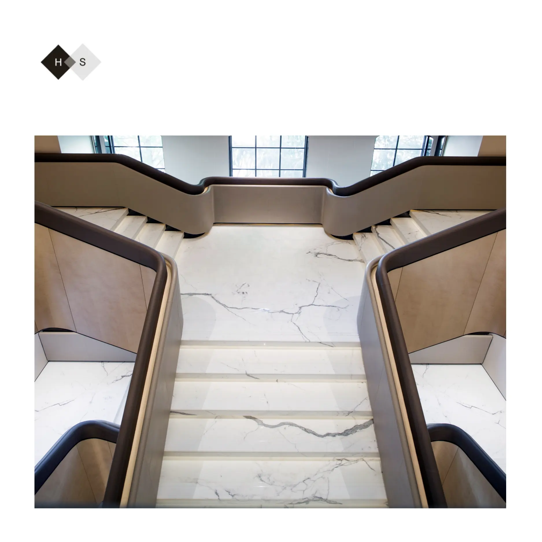 Promotional Brazil Calacatta White Marble Flooring Design Stairs slabs tiles for stairs step non slip tile exterior stairs