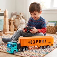 Camion de transport de conteneurs en plastique série lourde 1:48 à 4 canaux avec télécommande 27 MHz et éclairage