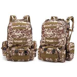 กระเป๋าเป้สะพายหลังยุทธวิธีลายพรางขนาดใหญ่55L ออกแบบได้ตามต้องการปิดด้วยซิปซับในโพลีเอสเตอร์ทนทานสำหรับการเดินป่าและการเดินทางกลางแจ้ง - Product Image 2