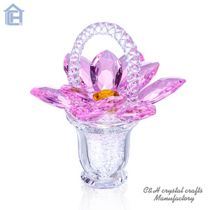 CH cristallo rosa fiore rosa vetro rosa fermacarte collezione Figurine statua centrotavola centrotavola ornamento loto - Product Image 2