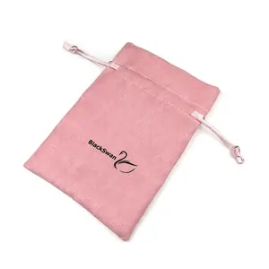 Wedding Pouches Custom Logo Printed Small Jewelry Pouch With Drawstrings For Wedding Gift