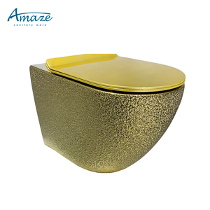 Treo Tường Electroplated Hoàng Gia Sang Trọng <span class=keywords><strong>Dubai</strong></span> Màu Vàng Treo <span class=keywords><strong>Wc</strong></span> Treo Tường Cống Gốm Vàng Tường Treo Nhà Vệ Sinh Bát Bộ - Product Image 1