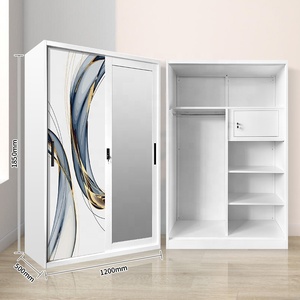 Armoire <span class=keywords><strong>de</strong></span> chambre à coucher personnalisée avec impression UV, armoire en fer, <span class=keywords><strong>placard</strong></span>, 2, 3, 4 portes coulissantes, <span class=keywords><strong>miroir</strong></span>, acier métallique - Product Image 1