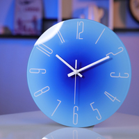 Horloges circulaires analogiques à quartz de 12 pouces pour la décoration intérieure personnalisée avec un design moderne et une horloge murale en verre marbré vert