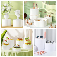 Ensemble de 5 supports à gâteaux modernes en acrylique, 8,5 pouces, 9 pouces, 10 pouces, 11 pouces, 12 pouces, cylindre rond blanc, pré-assemblé