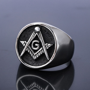 Gioielli di moda Freemason simbolo Biker fede nuziale AG Masonic <span class=keywords><strong>in</strong></span> <span class=keywords><strong>acciaio</strong></span> inox anelli per gli uomini taglia 7-15 festa di nozze all'ingrosso - Product Image 2
