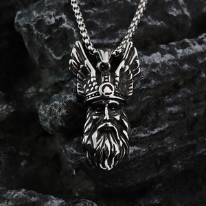 Collar con Colgante de Guerrero Vikingo de Acero Inoxidable Estilo Nórdico Retro, Diseño con Rostro, Joyería de Regalo para Hombre - Product Image 4