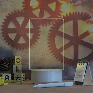 عرض ساخن عينة مجانية DIY تأثير الأكريليك 3d ديكور مصباح led وهمية مع قلم لوحة رسائل إبداعية ضوء ليلي