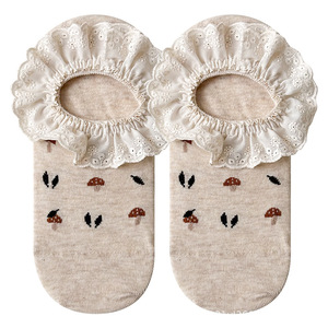 Calcetines Cortos de Algodón para Mujer, Primavera/Verano 2026, Antideslizantes con Silicona, Resistentes al Desgaste en el Talón, Calcetines Invisibles con Cordones, Estilo Mary Jane - Product Image 2