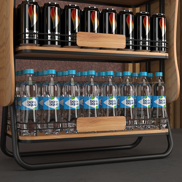 Apache 5 Layer Cola Bottle Wood Display Rack for Liquor Stores, Convenience Shops and Supermarket Beverage Promotion Zones — view 3