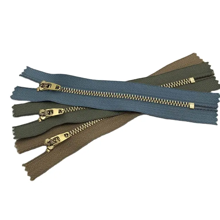 Hot Sale Semi-lock Close End Metal Zipper 4# Jeans Zip Brass Metal Zippers