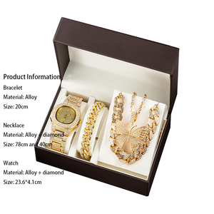 Collar de cadena de eslabones cubanos de Miami, pulsera de diamantes de imitación, conjunto de joyería con diamantes de imitación, venta al por mayor - Product Image 2