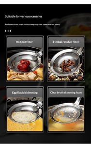 Cuillère écumoire en acier inoxydable à mailles fines pour graisse et mousse, avec poignée, outil de cuisine, vente en gros - Product Image 2