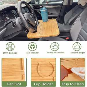 Wholesale Bamboo <b>Car</b> Steering Wheel Laptop Stand Multifunctional Computer Tray Desk Portable <b>Car</b> Dining Tray and Storage Rack - Product Image 3