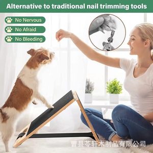 Adjustable height wooden dog <b>scratching</b> <b>post</b>, pet nail trimming board, dog nail file, nail scraper. - Product Image 4