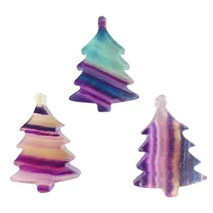 Wholesale Mini Natural 4-5cm Rainbow Fluorite Christmas Crystal Trees For Decorations Gift