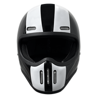 Casque intégral rétro directement de l'usine - Fibre de verre 3C&DOT, noir et blanc