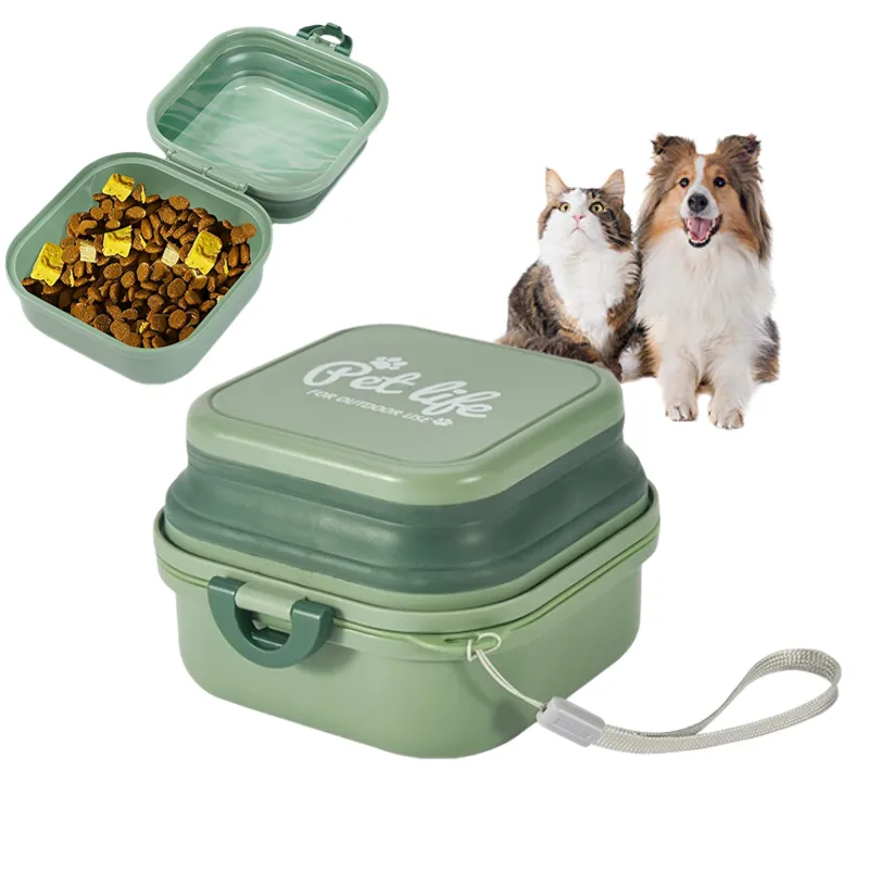 Conteneur de stockage de nourriture de voyage pour animaux de compagnie portable facile à transporter bol pour chien pliable bols pour animaux de compagnie mangeoires pour voyage fournitures pour animaux de compagnie