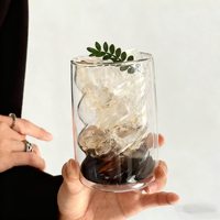 Ensemble de tasses à café en verre à double paroi de 400 ml, résistantes à la chaleur, pour cappuccino et latte, avec cuillères, design moderne et transparent, pour la maison et le café