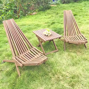 Set di Mobili da Esterno per Giardino, Patio, Balcone, Sdraio, Tavolino da Tè, Sedia Pieghevole in Legno Massello per Terrazza - Product Image 1