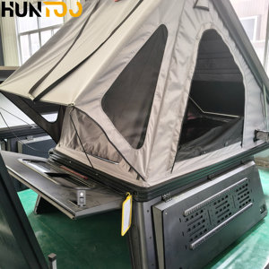 Carpa de techo rígida tipo concha de aluminio Huntoo para camioneta, carpa triangular para acampar al aire libre en el techo de un coche, para Toyota Tacoma - Product Image 4