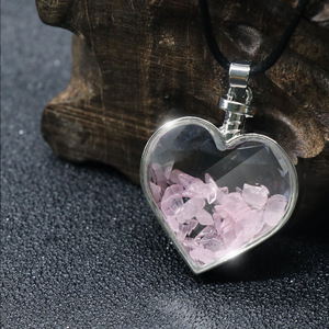 Ciondolo Bottiglia dei Desideri con Pietre Grezze e Pietre Frantumate, Collana a Forma di Cuore con Tormalina Lucida, Acquamarina e <span class=keywords><strong>Granato</strong></span> - Product Image 4