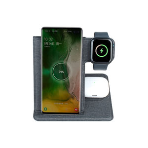 Base de Carga Inalámbrica Magnética 3 en 1 de Cuero PU OEM, Estación de Carga Rápida de 15W para Teléfono Inteligente y Reloj (CE/FCC/ROHS) - Product Image 3