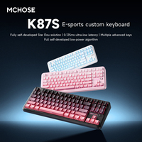 MCHOSE Keyboard mekanis nirkabel K87S, Gaming kabel kustom gigi biru tiga Mode Gasket Full-Key dapat ditukar kantor