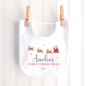 Pyjamas et bavoirs personnalisés pour bébés, premiers Noël, cadeau de Noël pour bébé, pyjamas avec motif de lettres - Product Image 6