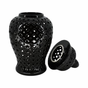 Vaso in ceramica moderno con motivo a trifoglio intagliato per soggiorno, decorazione per la casa, accessorio da tavolo - Product Image 3
