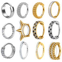 Pendientes de Titanio G23 de Moda, Anillos Articulados de 1.2mm para Piercing de Cartílago con Circonitas Pavé, Joyería para Lóbulo