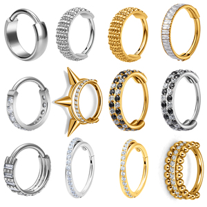 Pendientes de Titanio G23 de Moda, Anillos Articulados de 1.2mm para Piercing de Cartílago con Circonitas Pavé, Joyería para Lóbulo - Product Image 1