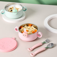 Bol de qualité alimentaire pour bébé, bol à ventouse en acier inoxydable 316 pour enfants, cuillères à manger, bol à paille spécial pour bébé, ensemble de vaisselle pour nourrissons